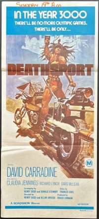 Deathsport Poster Original Daybill 1978 David Carradine Roger Corman Biker Sci-Fi