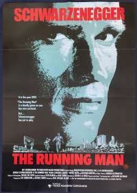 The Running Man Poster Original One Sheet 1987 Arnold Schwarzenegger Sharon Stone