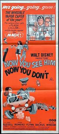 Now You See Him Now You Don't Poster Original Daybill 1972 Disney Kurt Russell Red Art