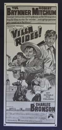 Villa Rides Poster Original Daybill Robert Mitchum Charles Bronson Duo Tone Art