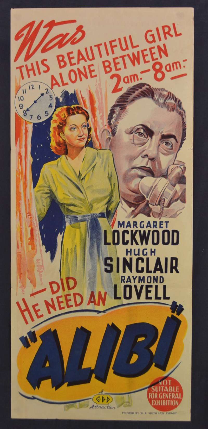 All About Movies Alibi Movie Poster Original Daybill 1942 Margaret - click for supersize image